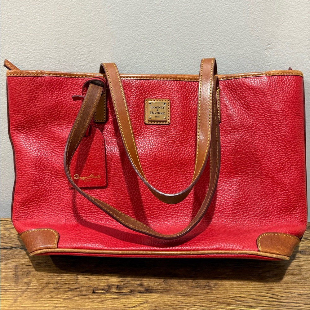Dooney & Bourke Red and Brown Leather Tote
